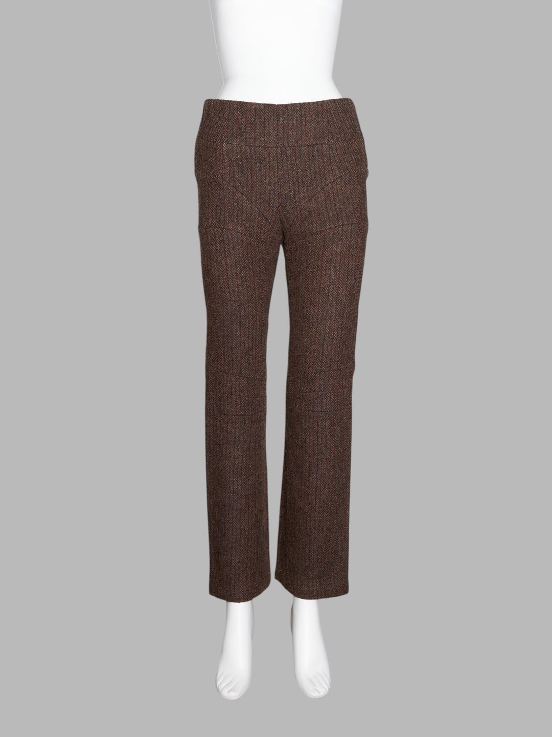 Junya Watanabe winter 1995 three dimensional panelled brown tweed trousers by JUNYA WATANABE in size ONE SIZE from TROUSERS category