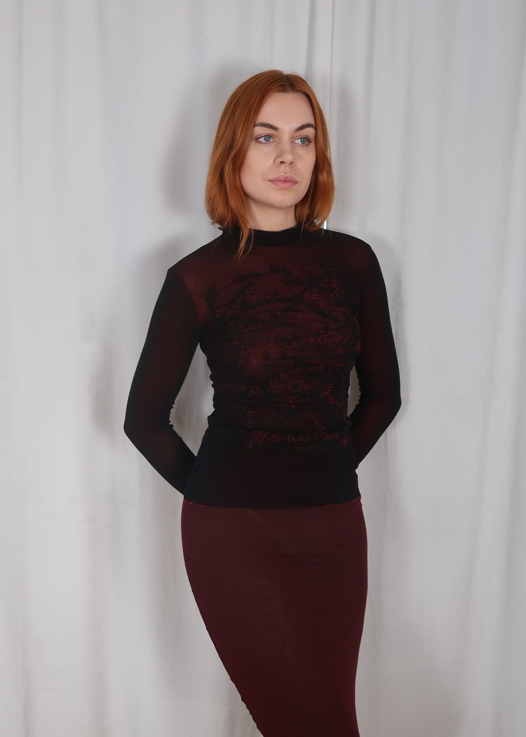 Jean Paul Gaultier scribble mesh top, late 1990’s by JEAN PAUL GAULTIER in size XS from TOPS category