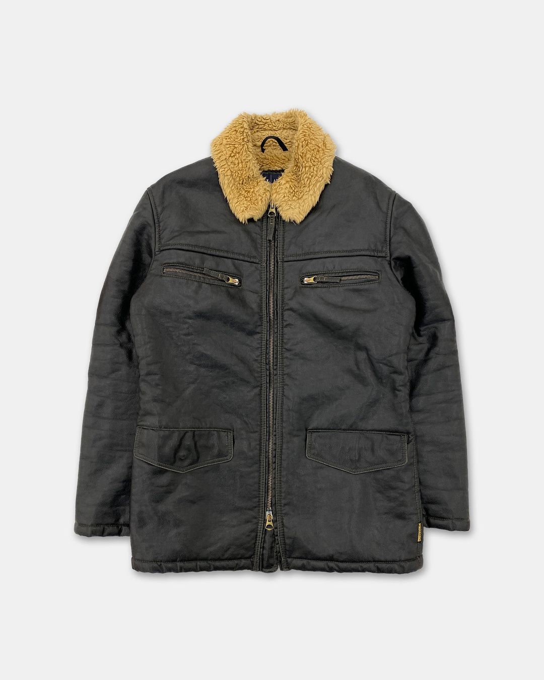 Armani Jeans 1990s Sherpa Collar Leather Jacket Black by Emporio Armani in size M from COATS & JACKETS category