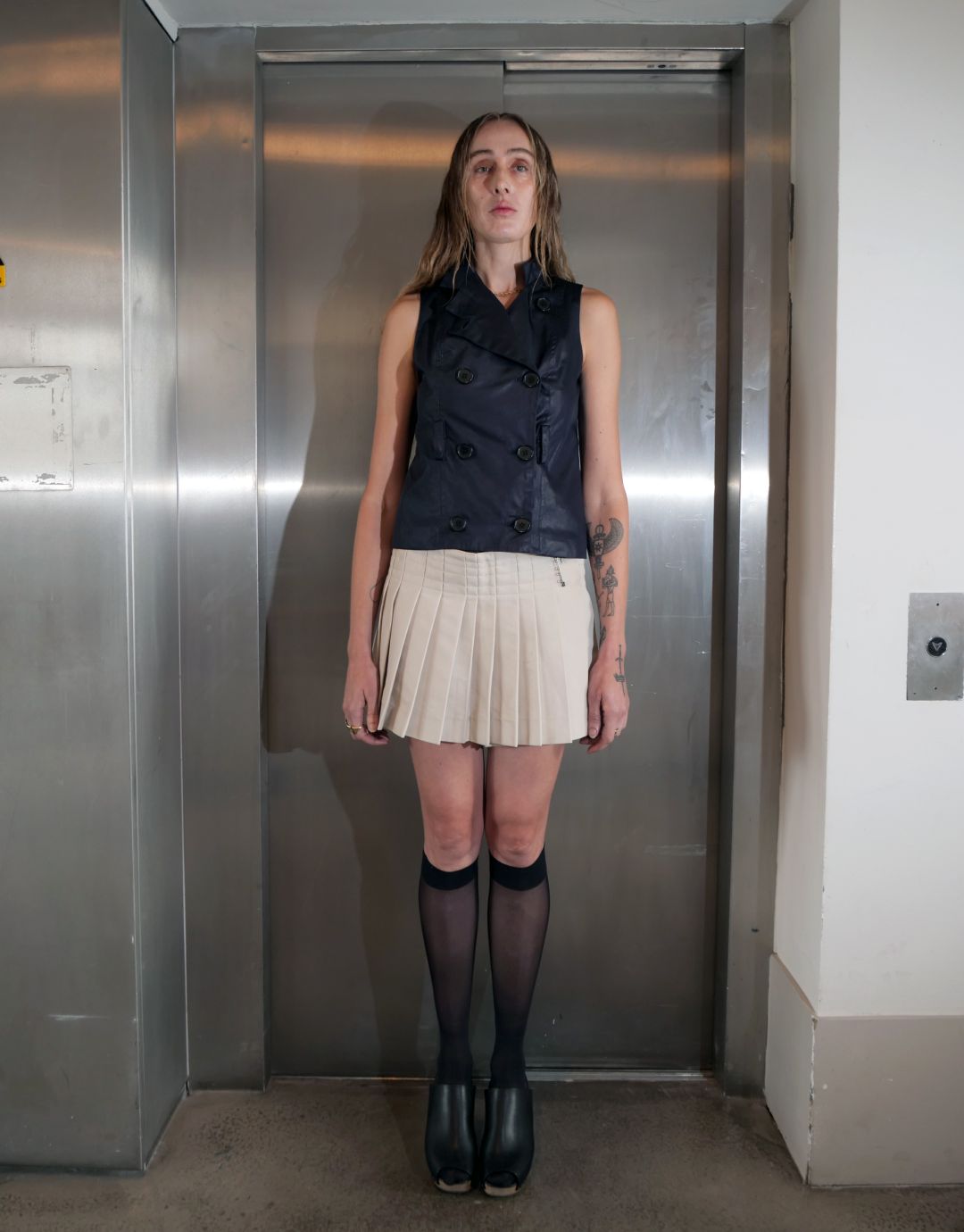 Beige Pleated Mini Skirt by Ys YOHJI YAMAMOTO in size M from trousers category