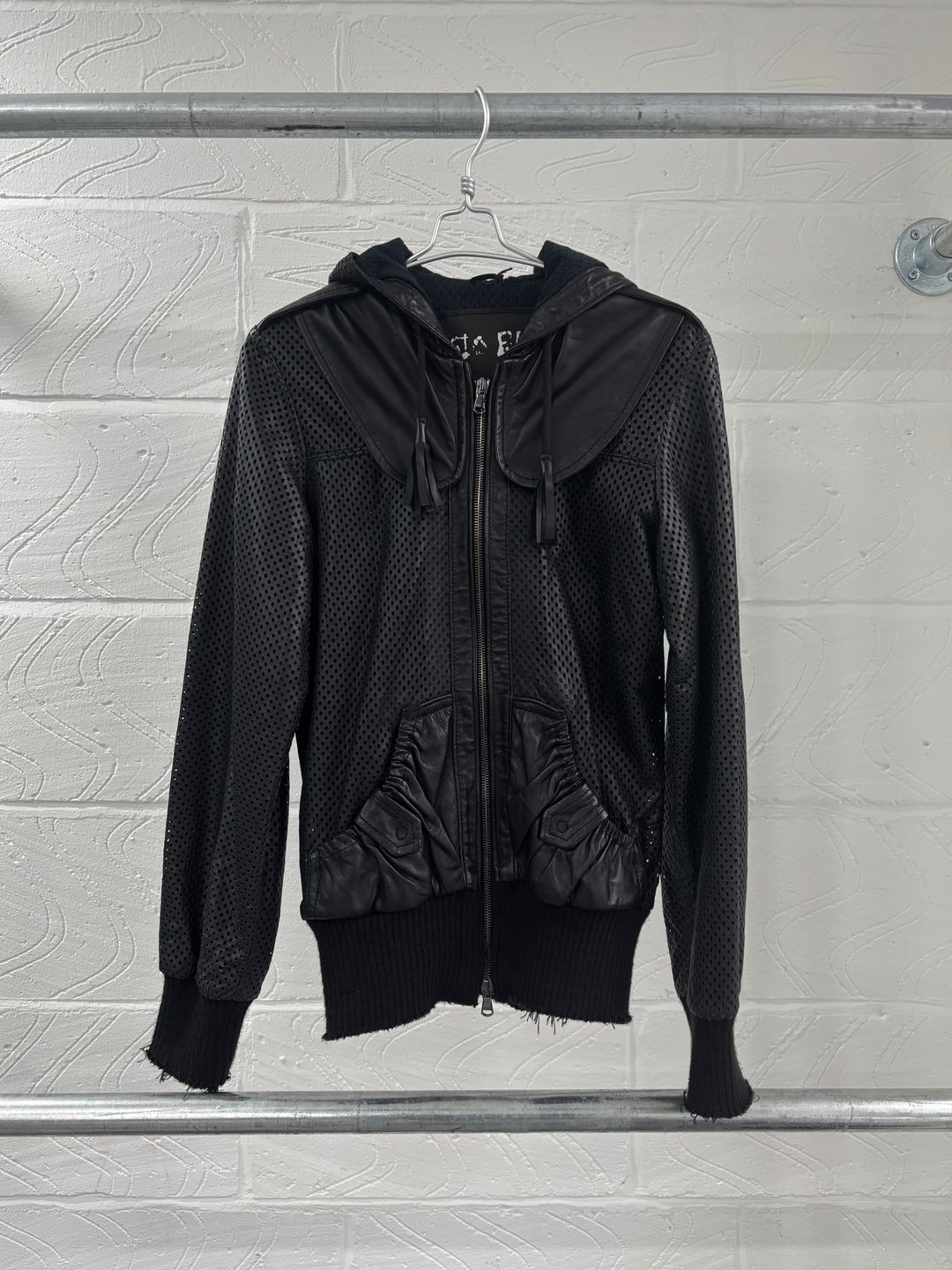 GIORGIO BRATO PERFORATED LEATHER JACKET by MEIWAI LIMITED in size XS from COATS & JACKETS category