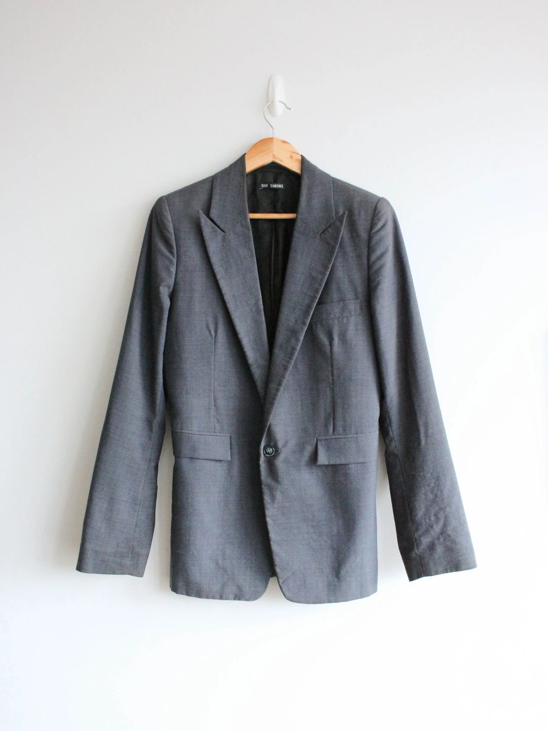 Raf Simons S/S98 'Black Palms' Peak Lapel Checked Wool Blazer by RAF SIMONS in size ONE SIZE from SUITS category