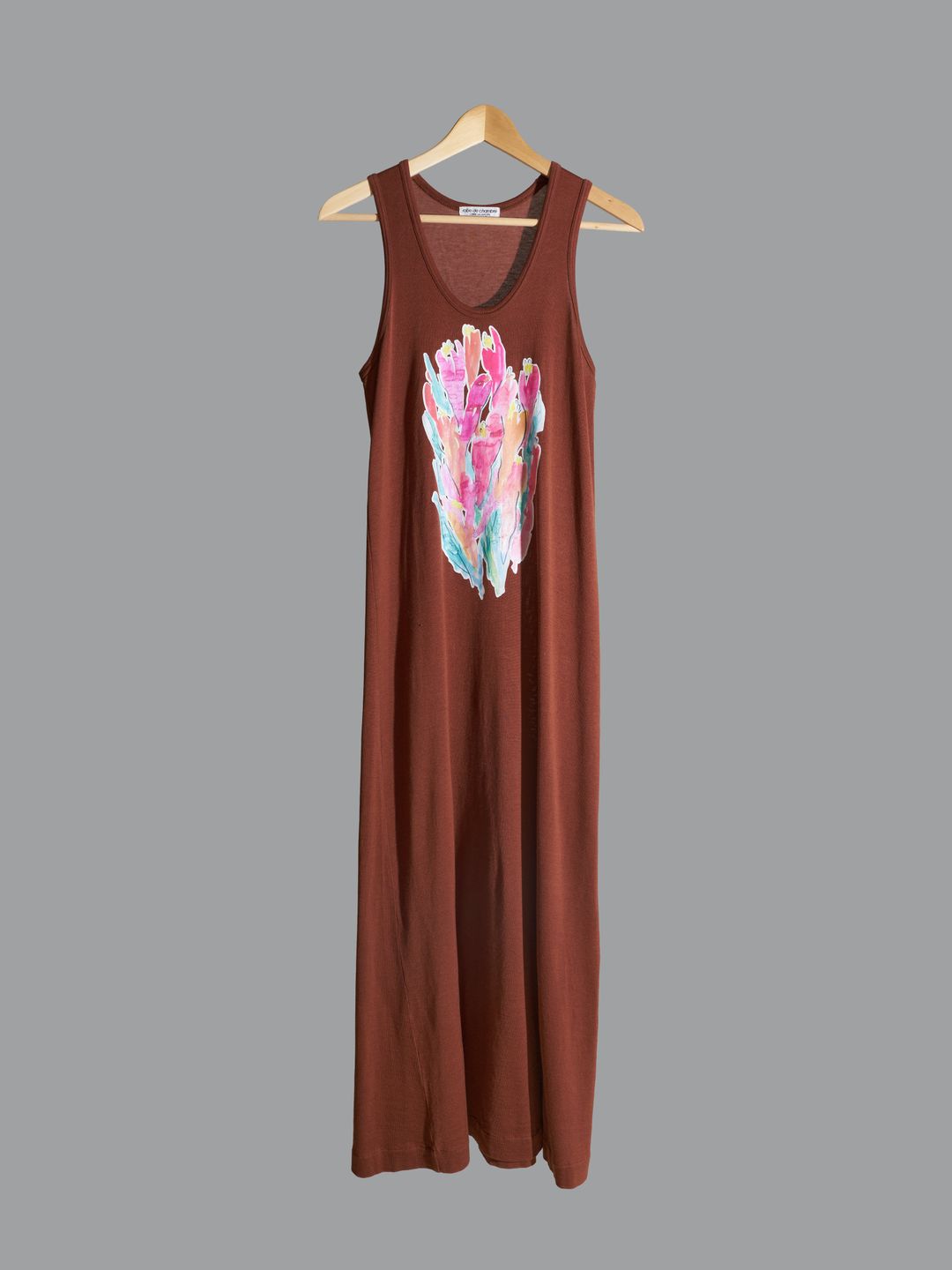 Comme des Garcons SS1996 brown cotton flower print sleeveless dress - S by COMME DES GARÇONS in size S from DRESSES category