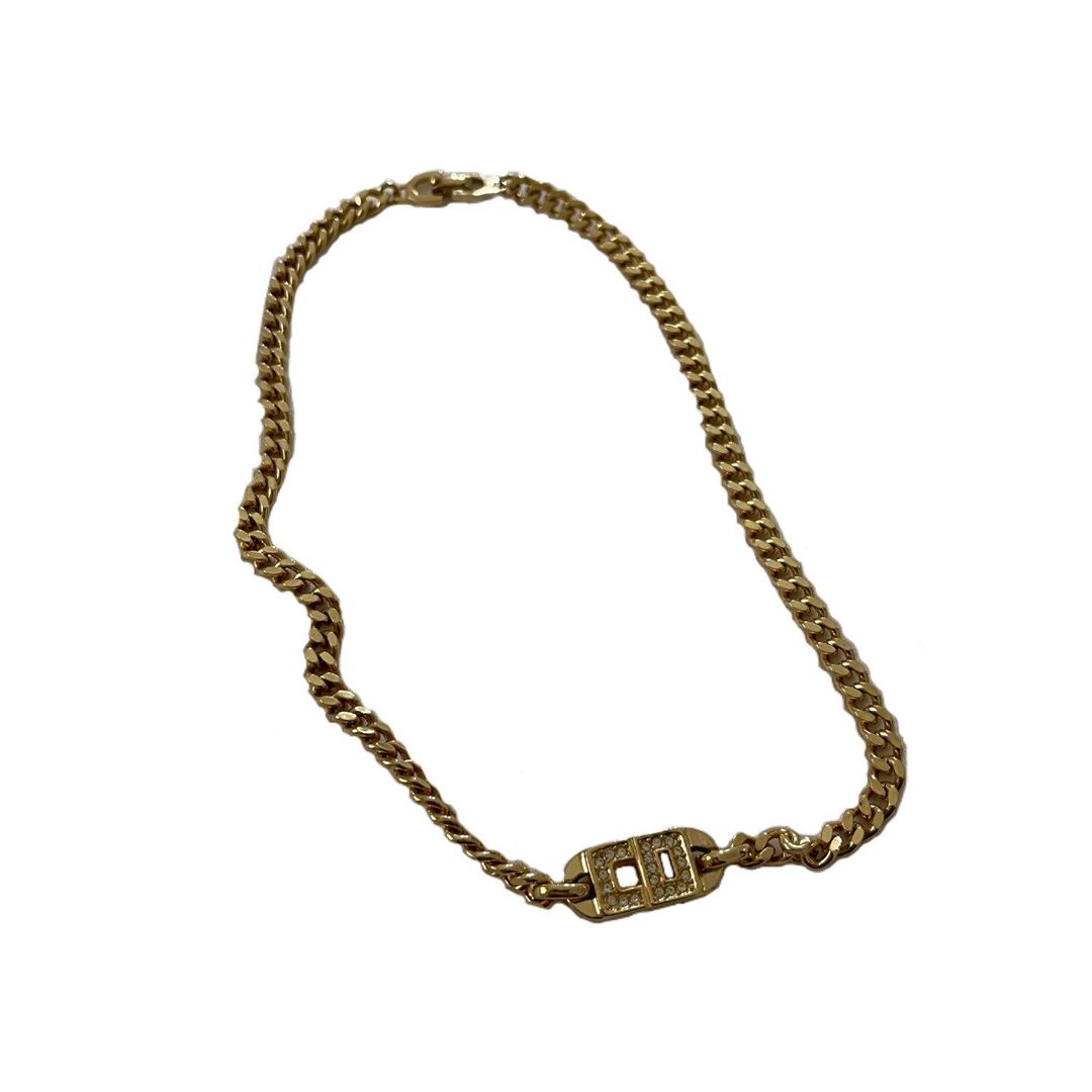 Christian Dior Gold Cuban Chain CD Logo Choker Necklace by DIOR in size ONE SIZE from JEWELLERY & WATCHES category