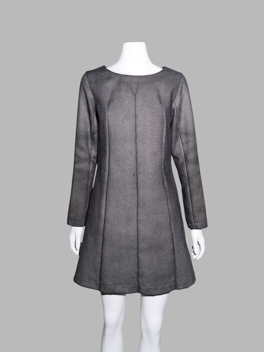 Junya Watanabe winter 1995 rigid grey poly herringbone darted knee length dress by JUNYA WATANABE in size ONE SIZE from DRESSES category