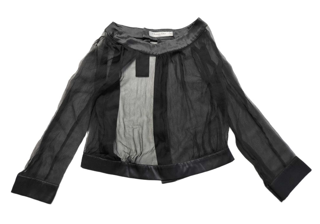 Christian Dior Shirt See-through Open Back Black Ribbon Blouse by DIOR in size XS from SHIRTS category