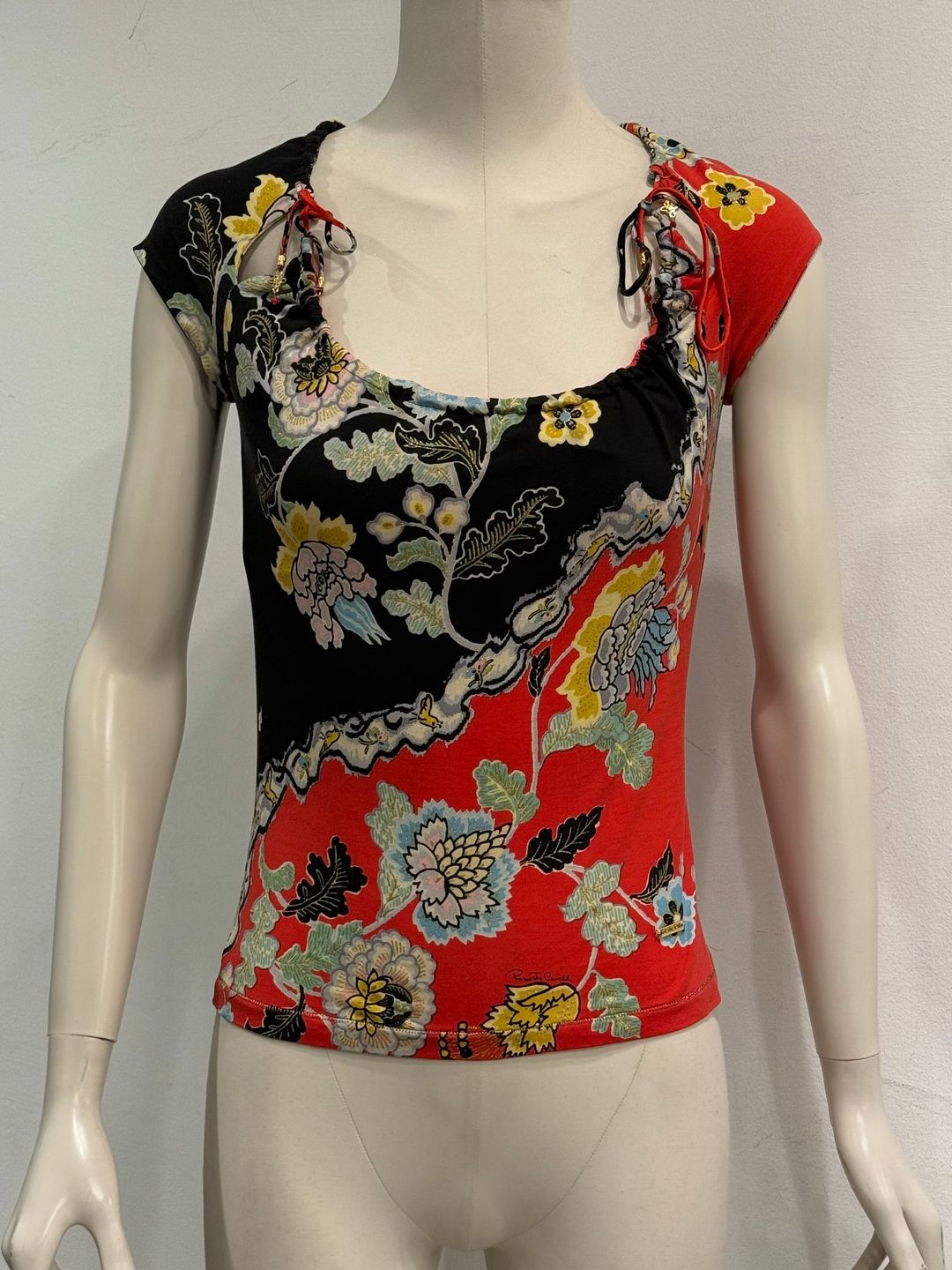 S/S 2003 Roberto Cavalli "Chinoiserie" floral top by ROBERTO CAVALLI in size L from TOPS category