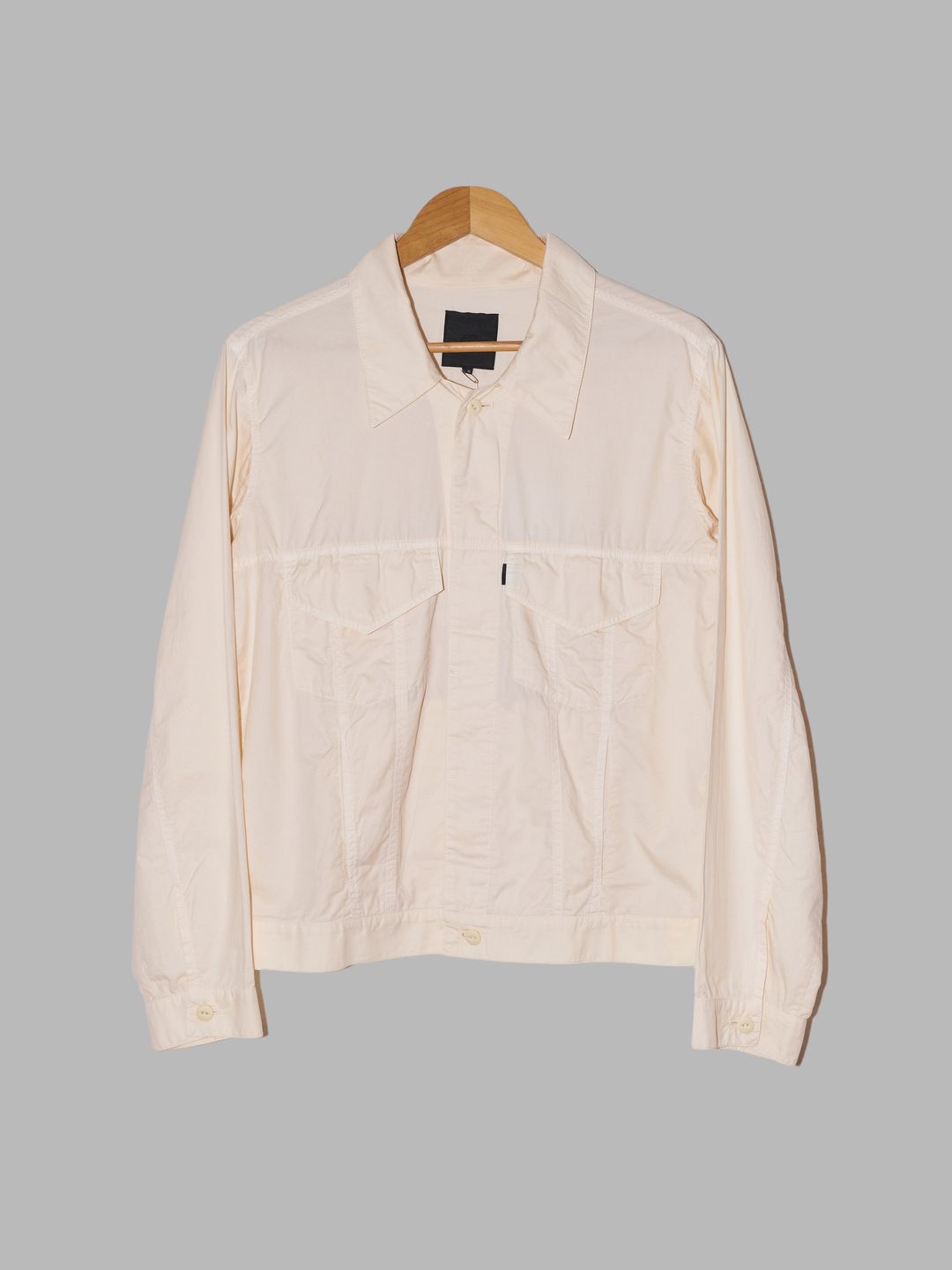 Lad Musician 1990s cream cotton poplin trucker jacket by Lad Musician in size EU 44 from COATS & JACKETS category