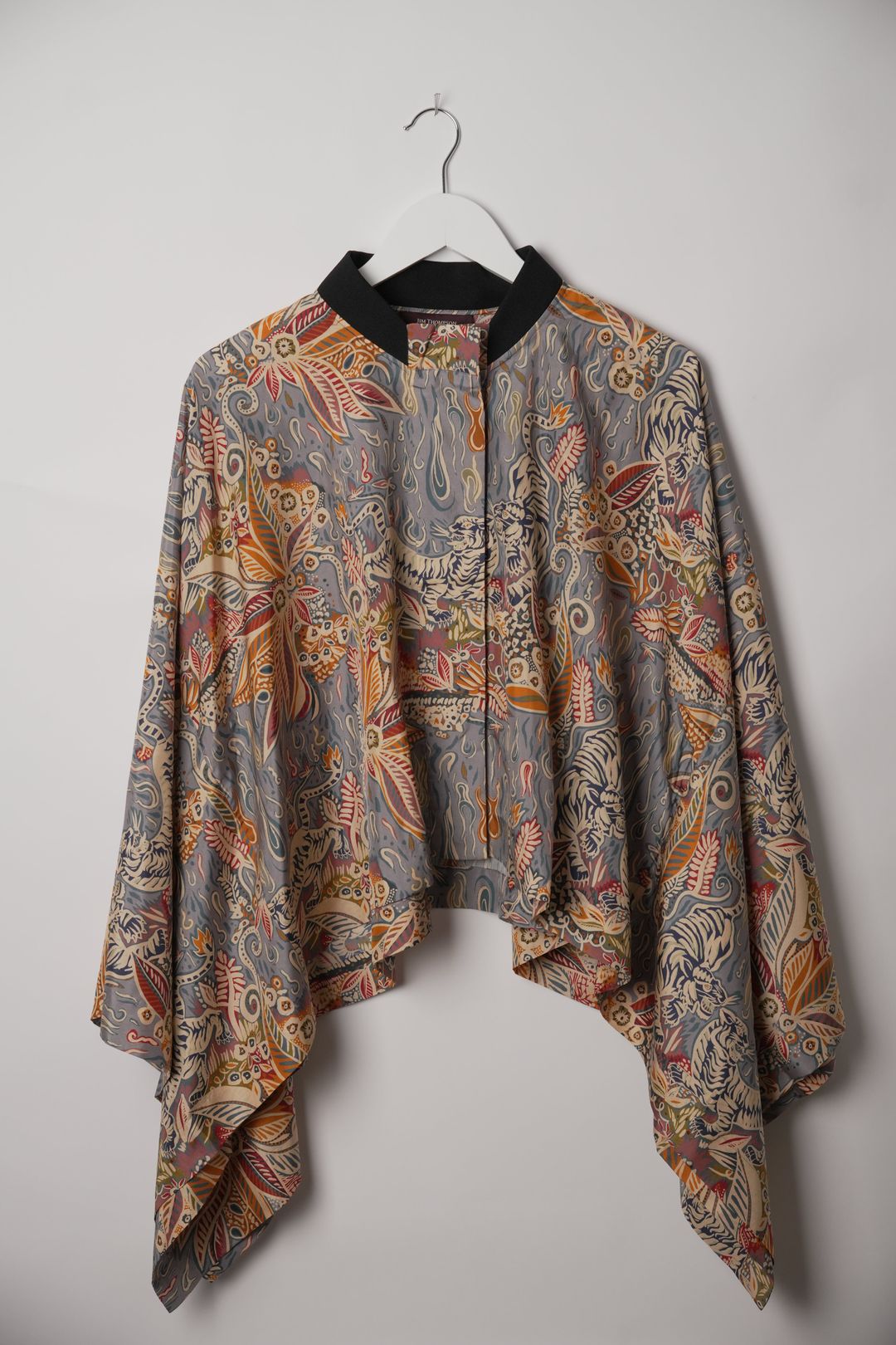 Jim Thompson Thai Silk Poncho with Mandarin Collar by VENDOR-UNKNOWN in size ONE SIZE from TOPS category