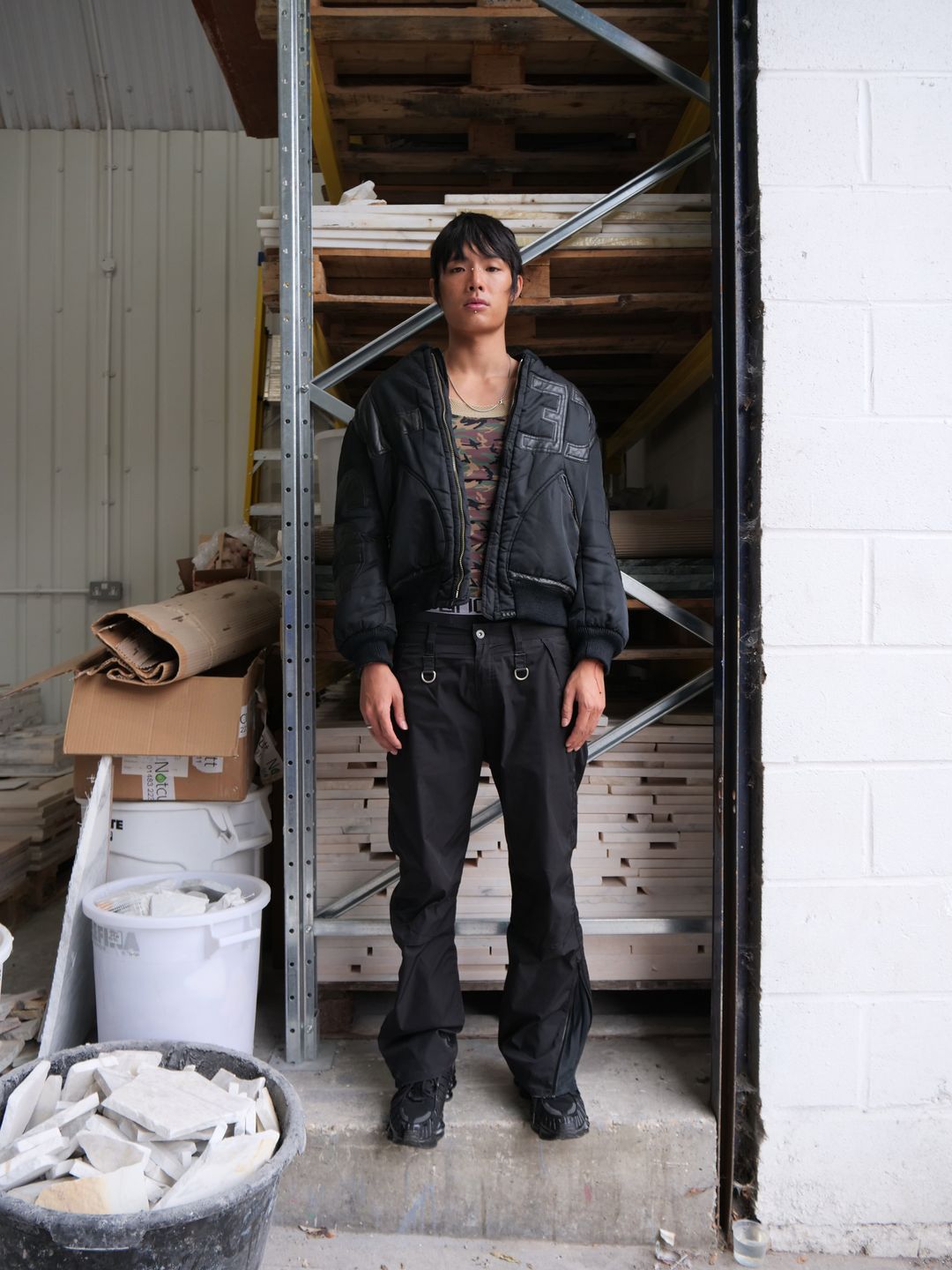 Black Applique Bomber Jacket by MARITHE FRANCOIS GIRBAUD in size ONE SIZE from COATS & JACKETS category