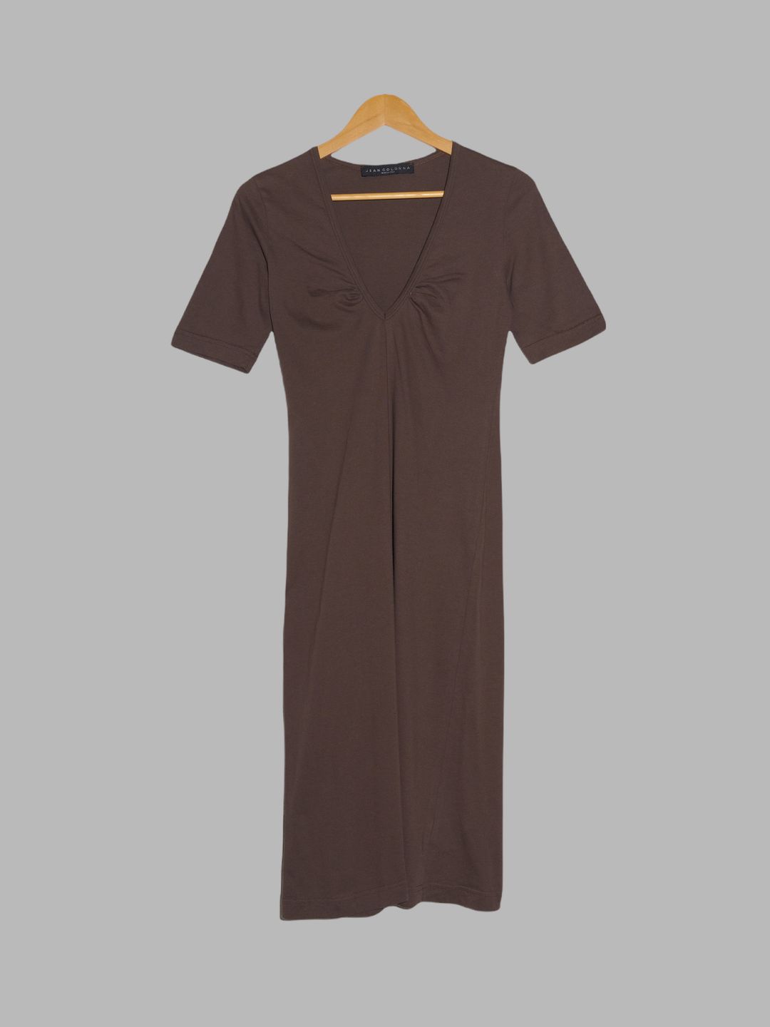 Jean Colonna brown cotton jersey short sleeve v-neck dress - size 40 by Jean Colonna in size IT 40 from DRESSES category