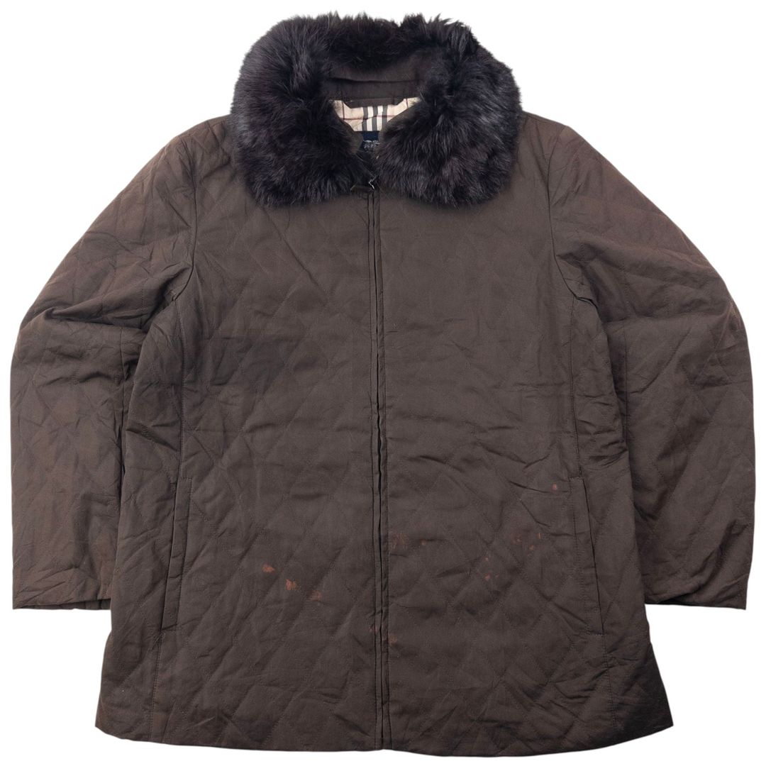 Vintage 2000s Burberry Nova Check Lined Fur Collar Quilted Jacket Womens Size L by BURBERRY in size L from COATS & JACKETS category
