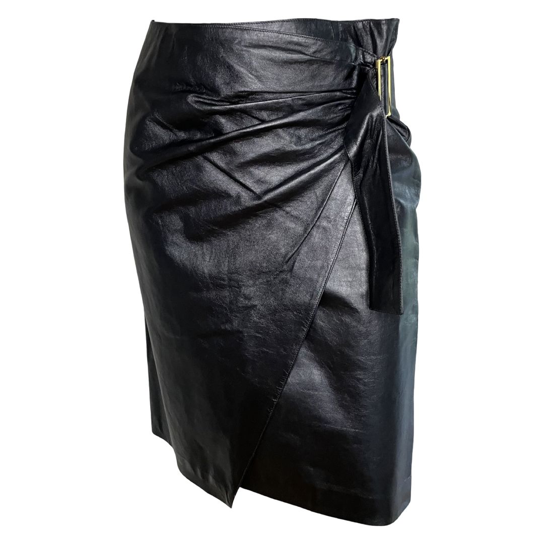 Yves Saint Laurent wrap-around leather skirt 40FR by YVES SAINT LAURENT in size FR 40 from SKIRTS category