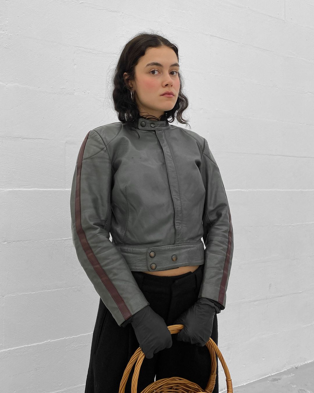 Leder Roth 1980s Racing Leather Jacket Grey Purple by Leder Roth in size S from COATS & JACKETS category