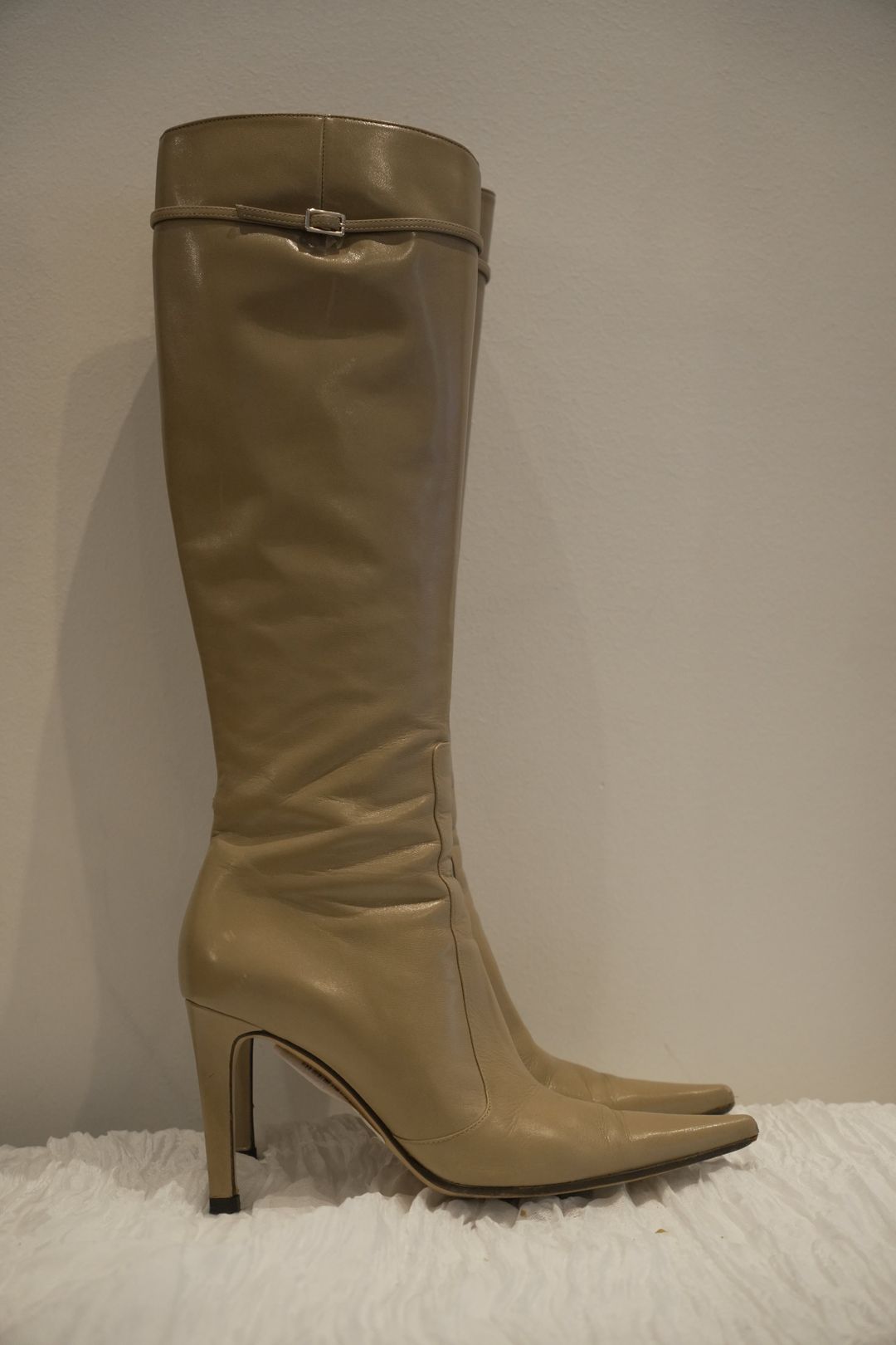 Sergio Rossi Nude Point Toe Knee High Leather Boots by SERGIO ROSSI in size ONE SIZE from SHOES category