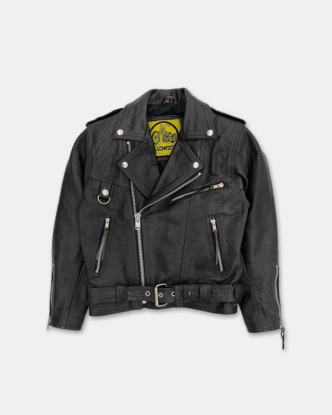 Black Point 1990s Biker Leather Jacket Black by Black Point in size XS from COATS & JACKETS category
