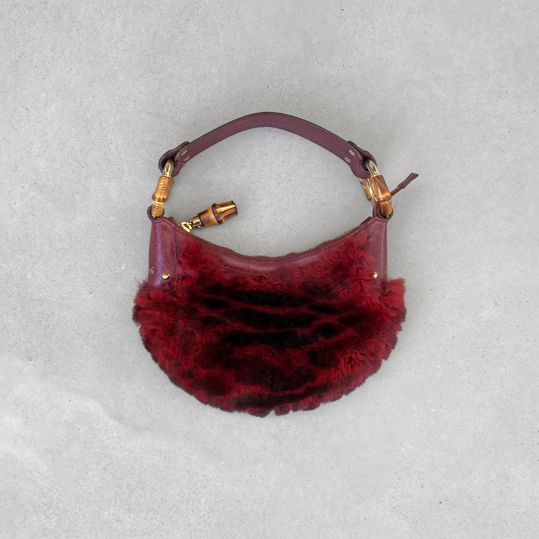 gucci fur leather bamboo handle mini bag by GUCCI in size ONE SIZE from BAGS category