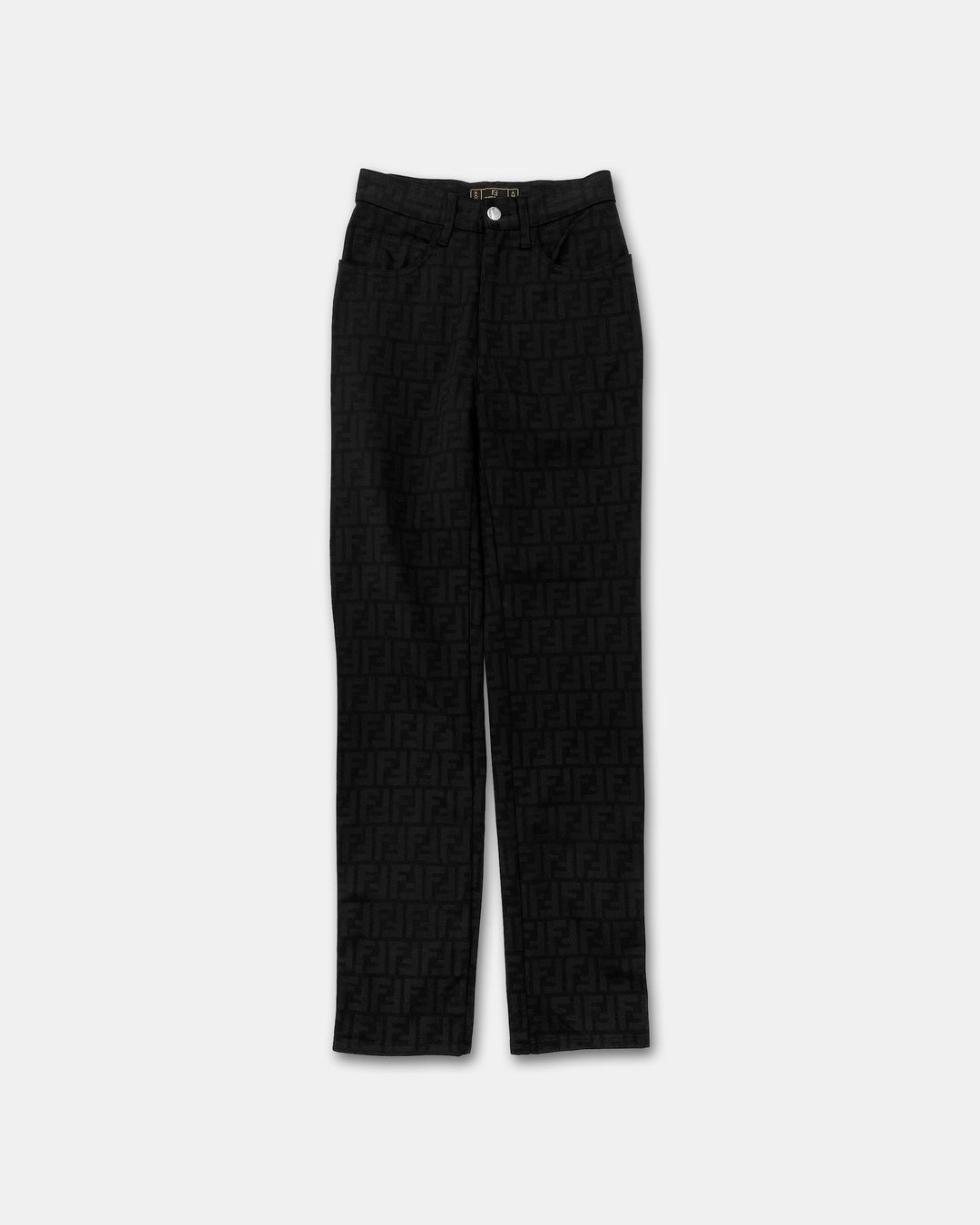 Fendi 1990s Monogramm Slim Stretch Pants Black by FENDI in size W27 from TROUSERS category