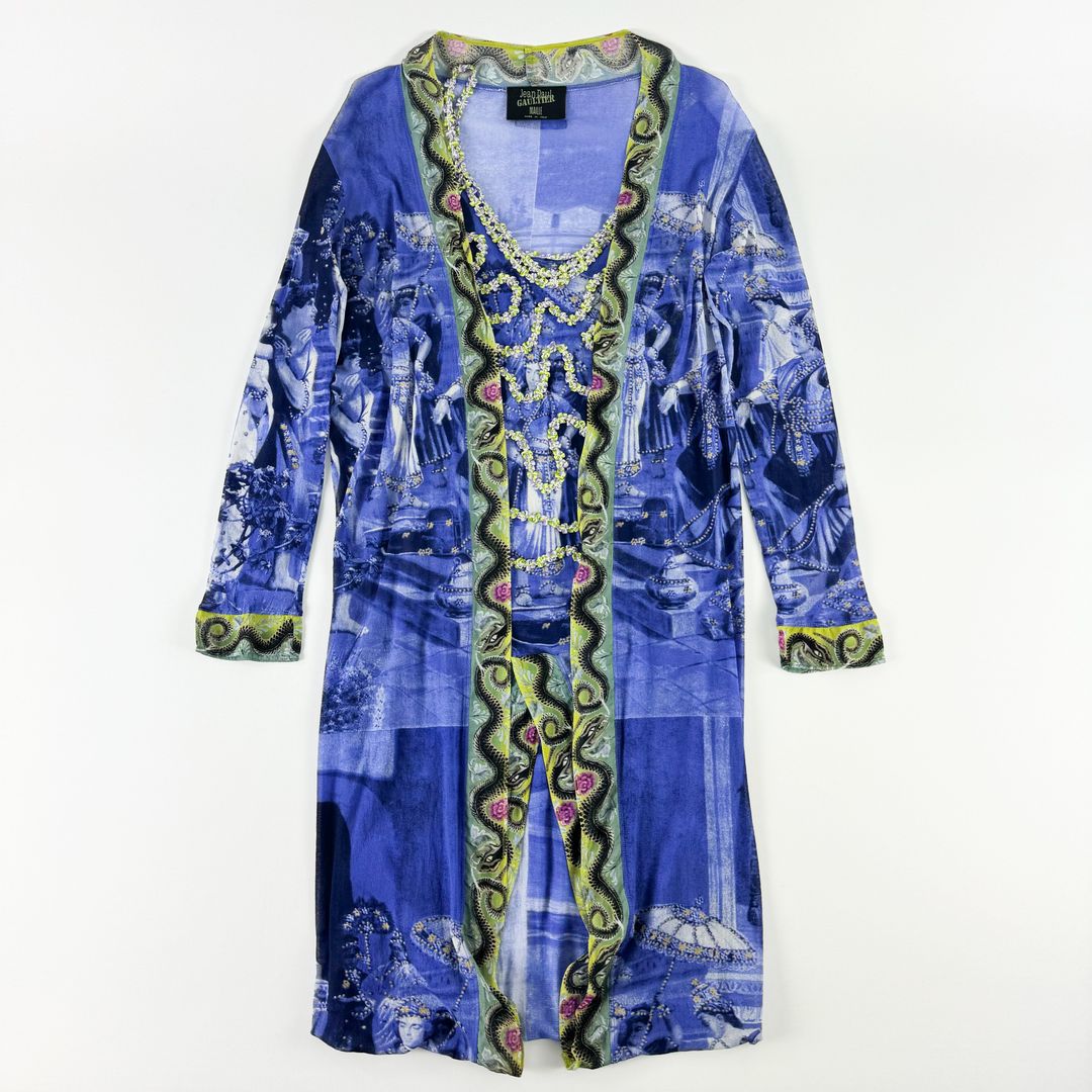 Jean Paul Gaultier Silk & Mesh Flower Layer Dress SS1998 by JEAN PAUL GAULTIER in size S from DRESSES category