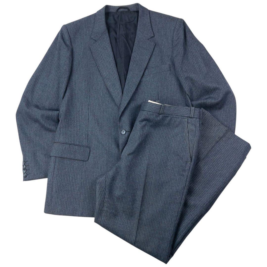 Vintage 80s Dior Monsieur Striped Wool Jacket & Trousers Suit Set Size L by DIOR in size L from SUITS category