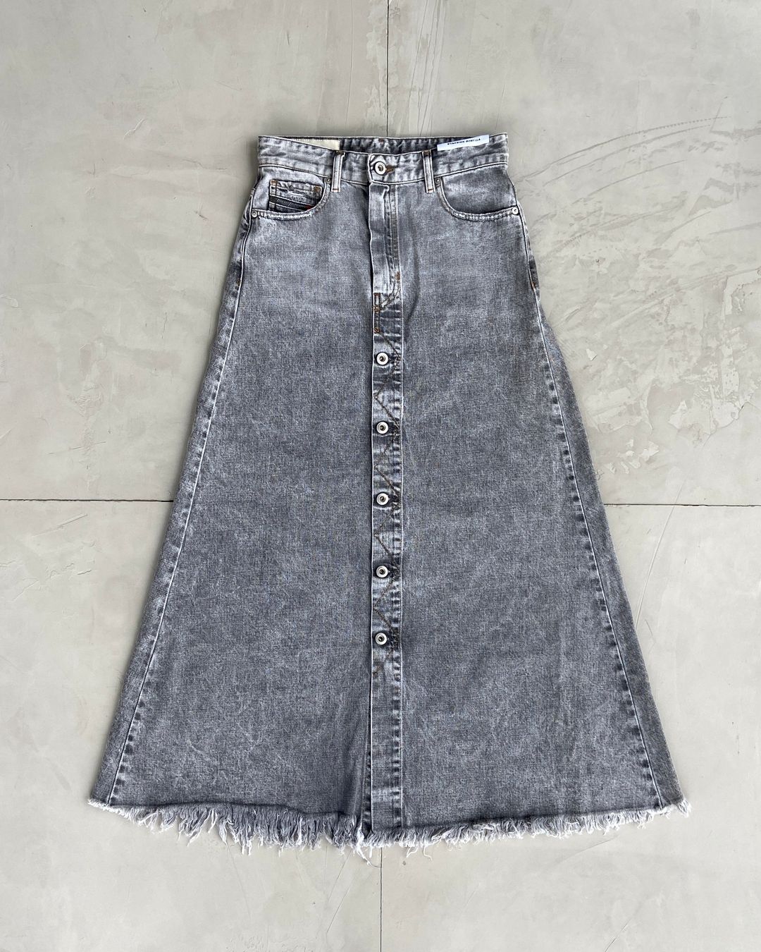DIESEL DISTRESSED DENIM MAXI SKIRT - S by DIESEL in size W26 from SKIRTS category