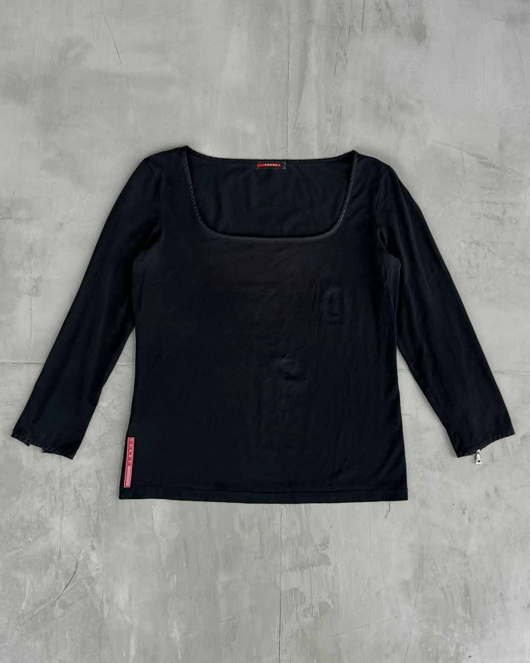 PRADA SPORT BLACK SQUARE NECK LONG-SLEEVE TOP - L by PRADA in size L from TOPS category