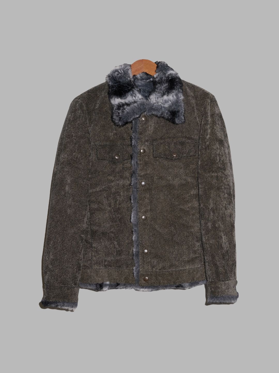 Keita Maruyama Homme brown brushed cotton faux fur lined trucker jacket - S XS M by Keita Maruyama in size S from COATS & JACKETS category