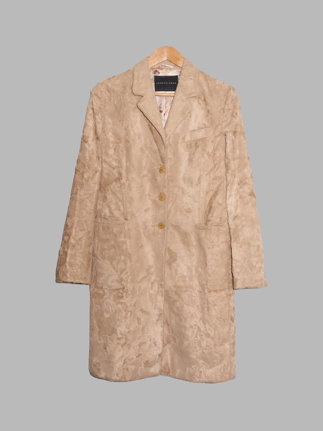 Jean Colonna AW1998 beige faux fur coat with floral print lining - sz 40 by Jean Colonna in size IT 40 from COATS & JACKETS category