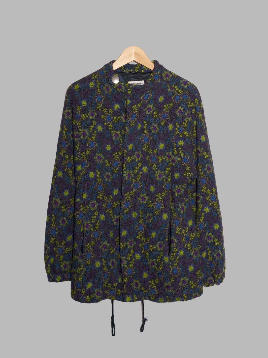 Dirk Bikkembergs winter 1996 grey wool knit floral embroidered jacket by DIRK BIKKEMBERGS in size ONE SIZE from COATS & JACKETS category