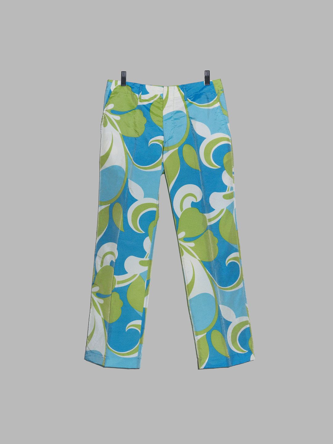 Junya Watanabe Comme des Garcons SS2000 blue green floral waterproof pants - S by COMME DES GARÇONS in size S from TROUSERS category