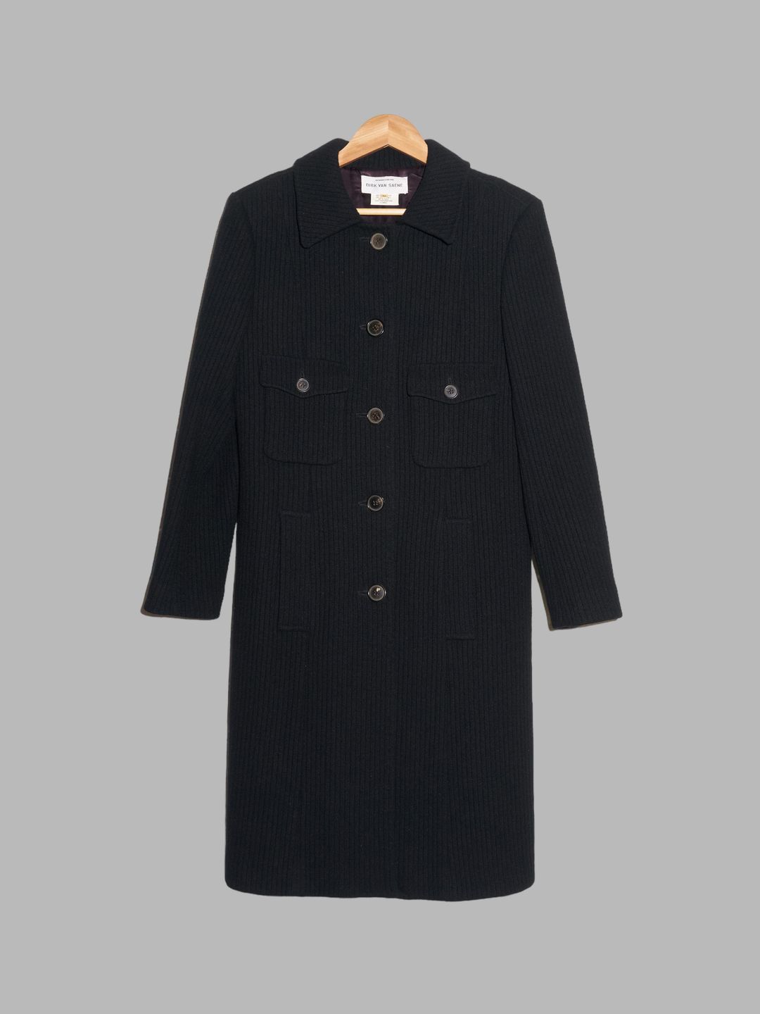 Dirk Van Saene winter 1995 black wool corduroy five button coat - size 40 8 S by Dirk van saene in size IT 40 from COATS & JACKETS category