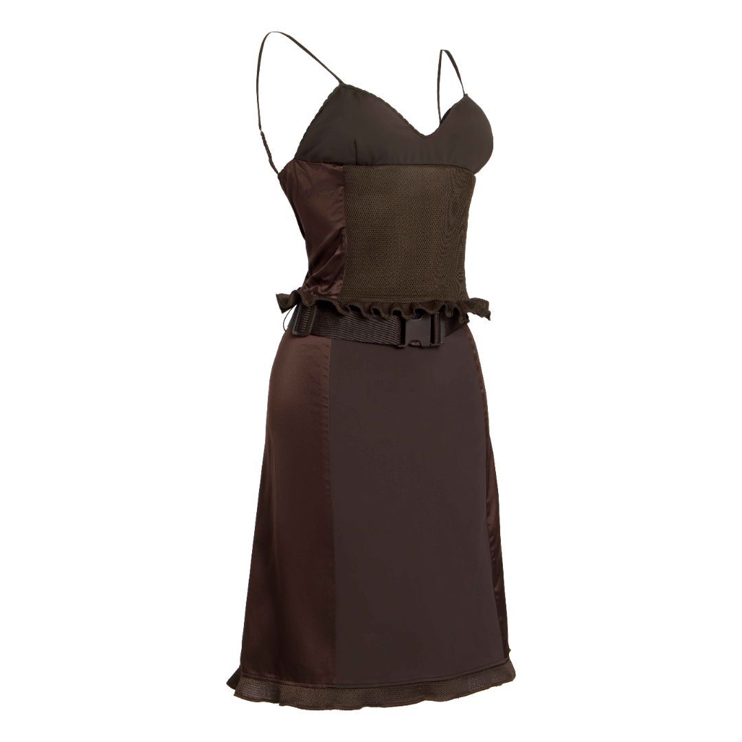 MIU MIU FW 1999 NEOPRRENE RUFFLE TWO PIECE by MIU MIU in size IT 46 from DRESSES category