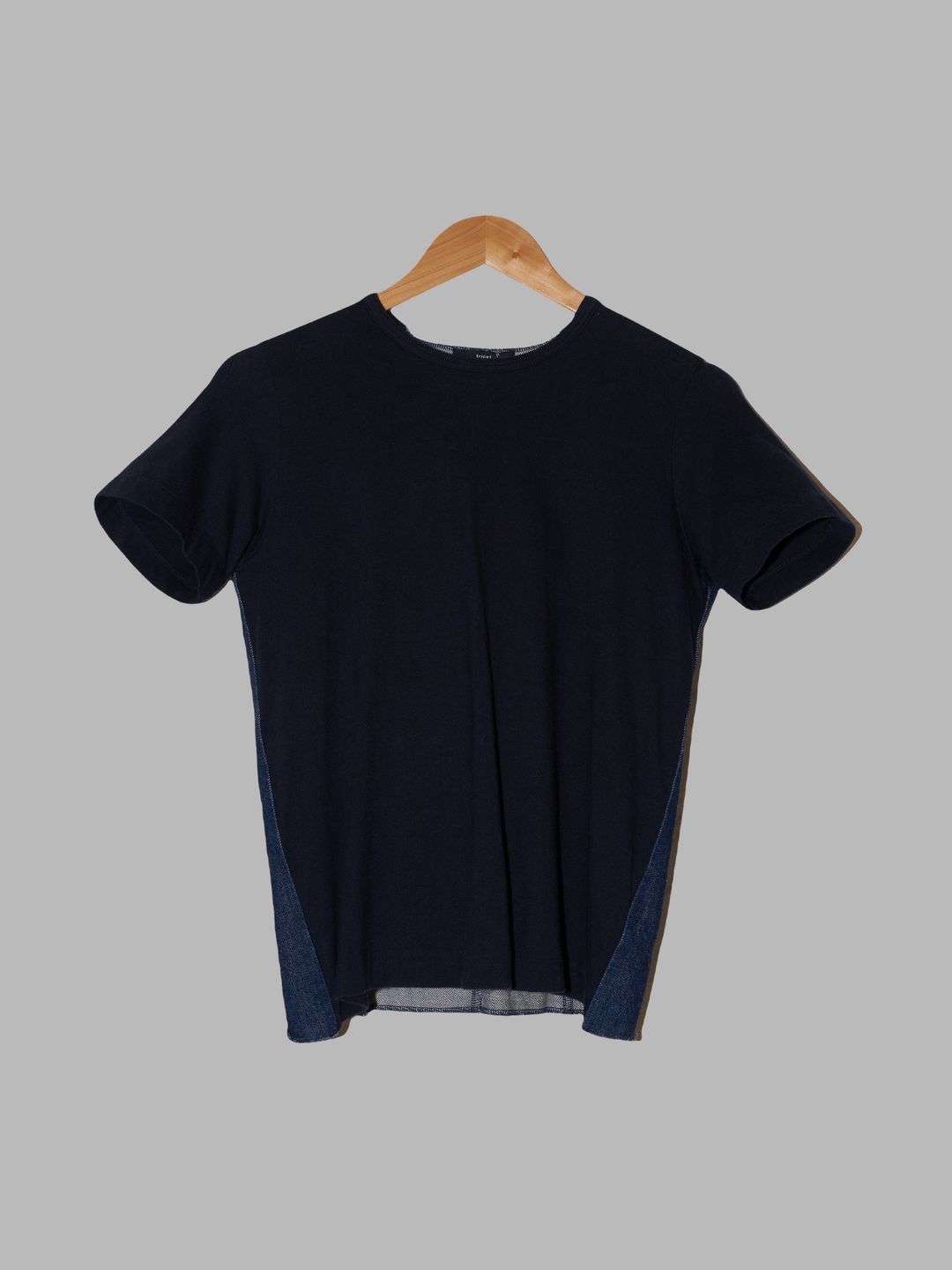 Tricot Comme des Garcons 1993 dark navy t-shirt with denim back by COMME DES GARÇONS in size ONE SIZE from TOPS category