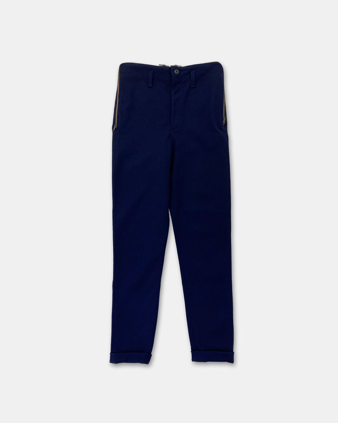 Dirk Bikkembergs 1990s Full Zip Slim Pants Navy by DIRK BIKKEMBERGS in size M from TROUSERS category