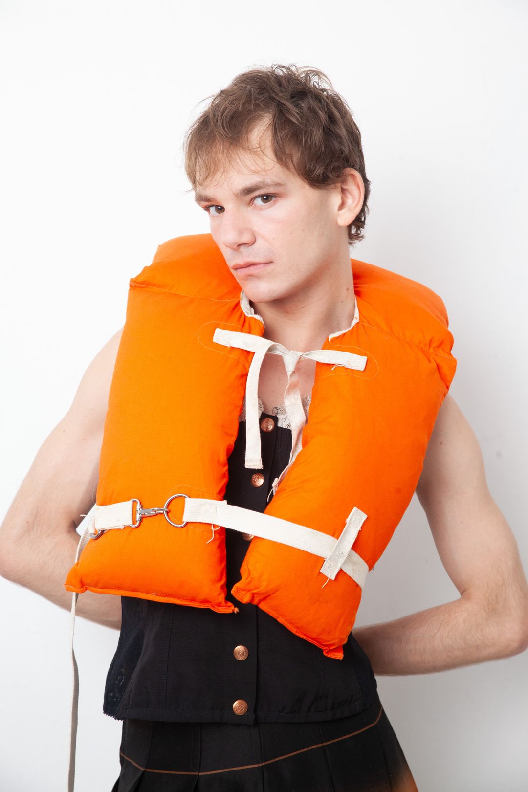 vintage 1970's bright orange U.S.A. life vest by vintage in size ONE SIZE from TOPS category