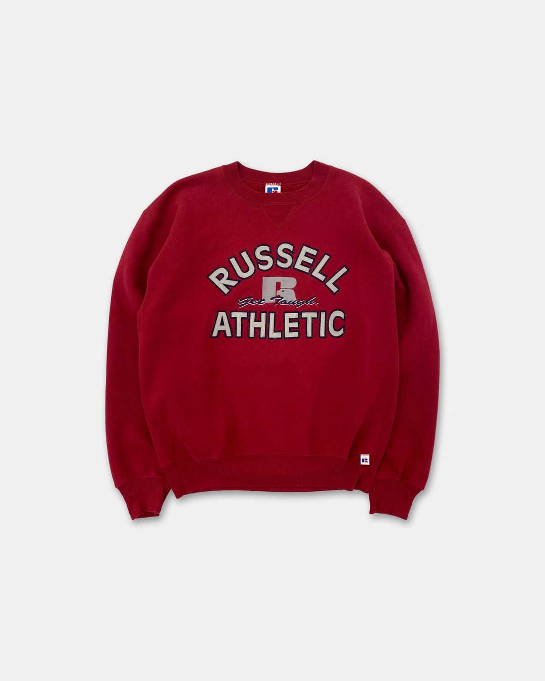 Russell Athletic 1990s Made in USA Embroidered Logo Crewneck Dark Red by Russell Athletic in size M from KNITWEAR category