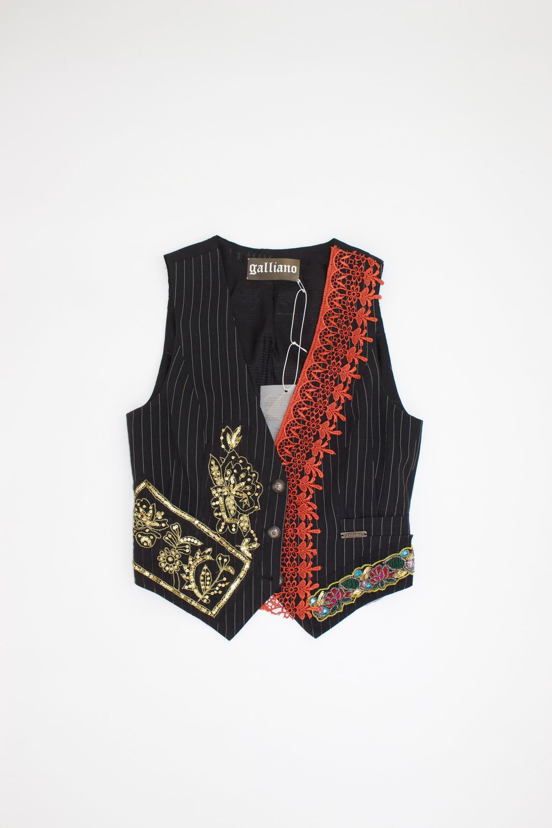 Galliano 2010s multi-coloured vest with sequins and embroidery by GALLIANO in size M from TOPS category