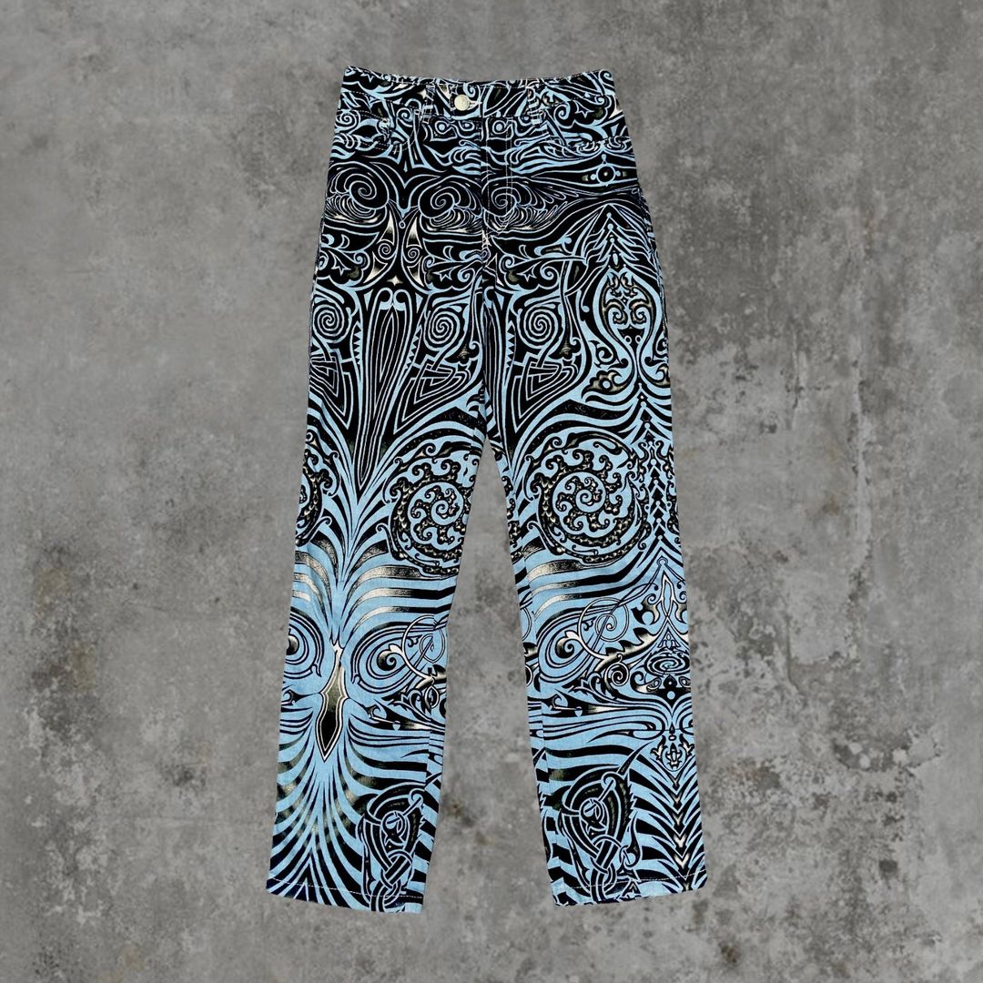 JEAN PAUL GAULTIER SS1996 TRIBAL PRINT TROUSERS by JEAN PAUL GAULTIER in size ONE SIZE from TROUSERS category