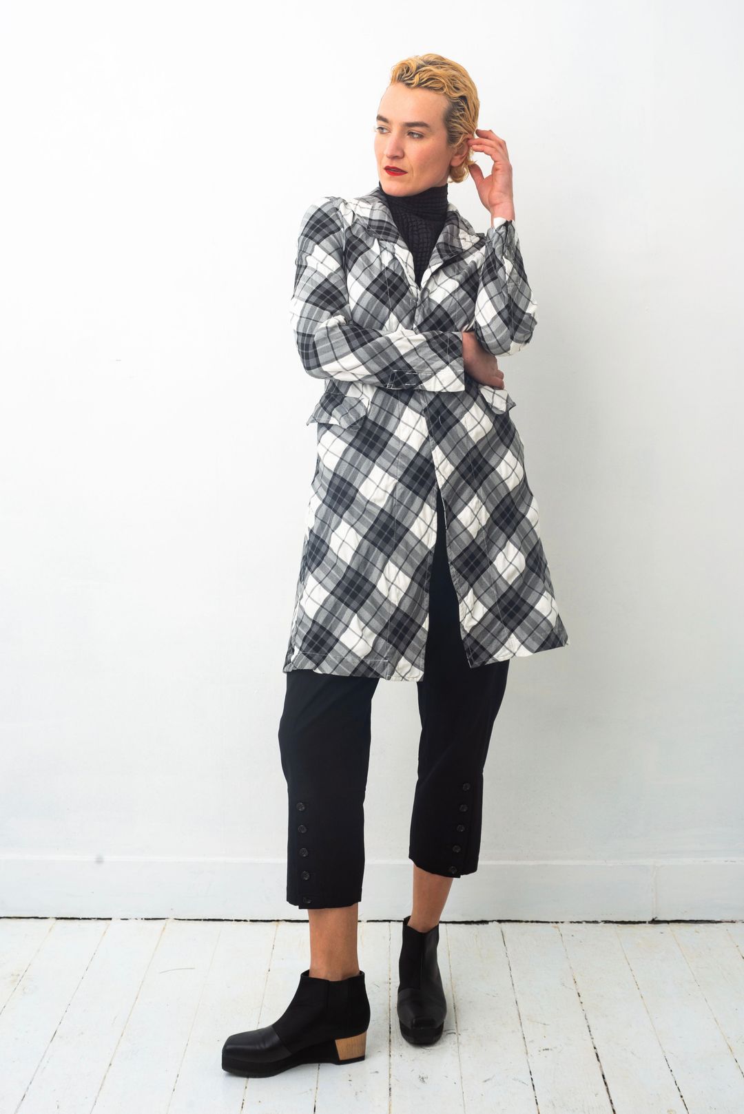 Comme des Garçons AD2010 checkered wrinkled black, grey and white jacket by COMME DES GARÇONS in size S from COATS & JACKETS category