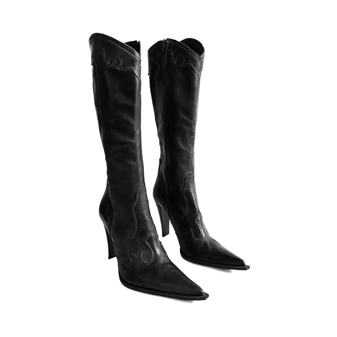 Santiago Black Stiletto Western Boot (40) by Santiago in size EU 40 from SHOES category