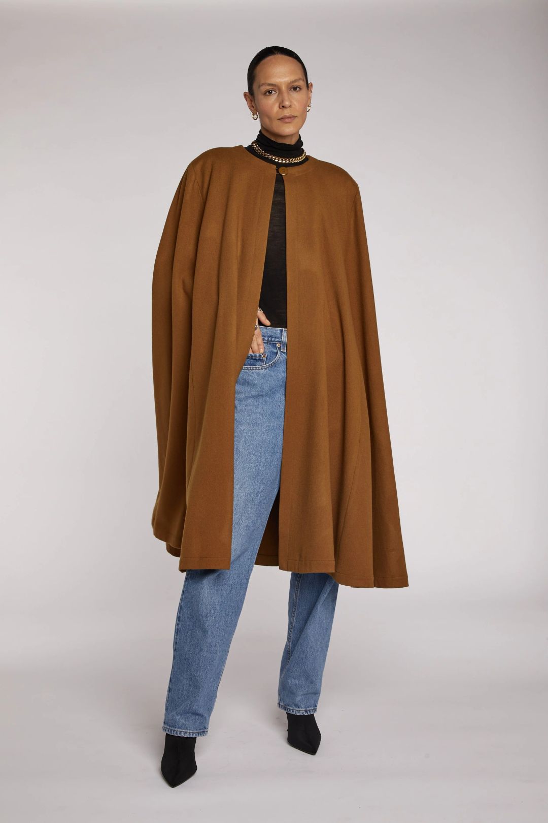 Yves Saint Laurent Tobacco Wool Cape 90s by YVES SAINT LAURENT in size ONE SIZE from COATS & JACKETS category