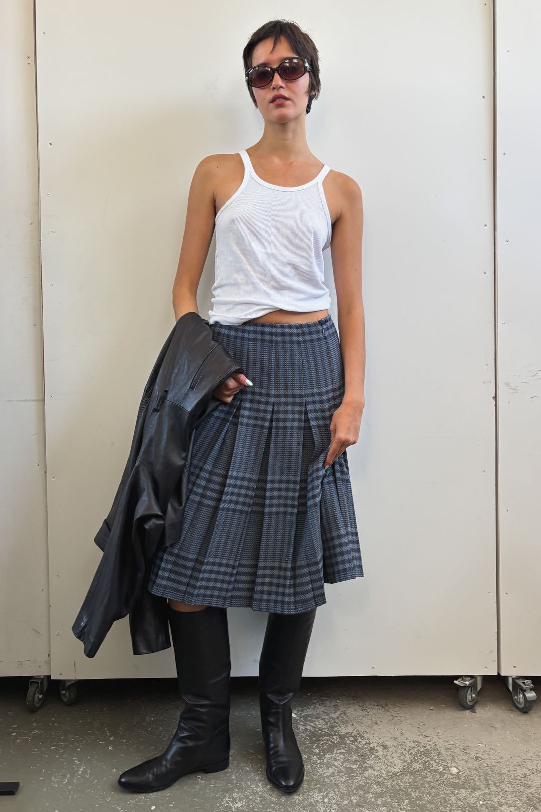 PLEATED TARTAN WOOL SKIRT by FLETCHER JONES in size AU/UK 8 from SKIRTS category