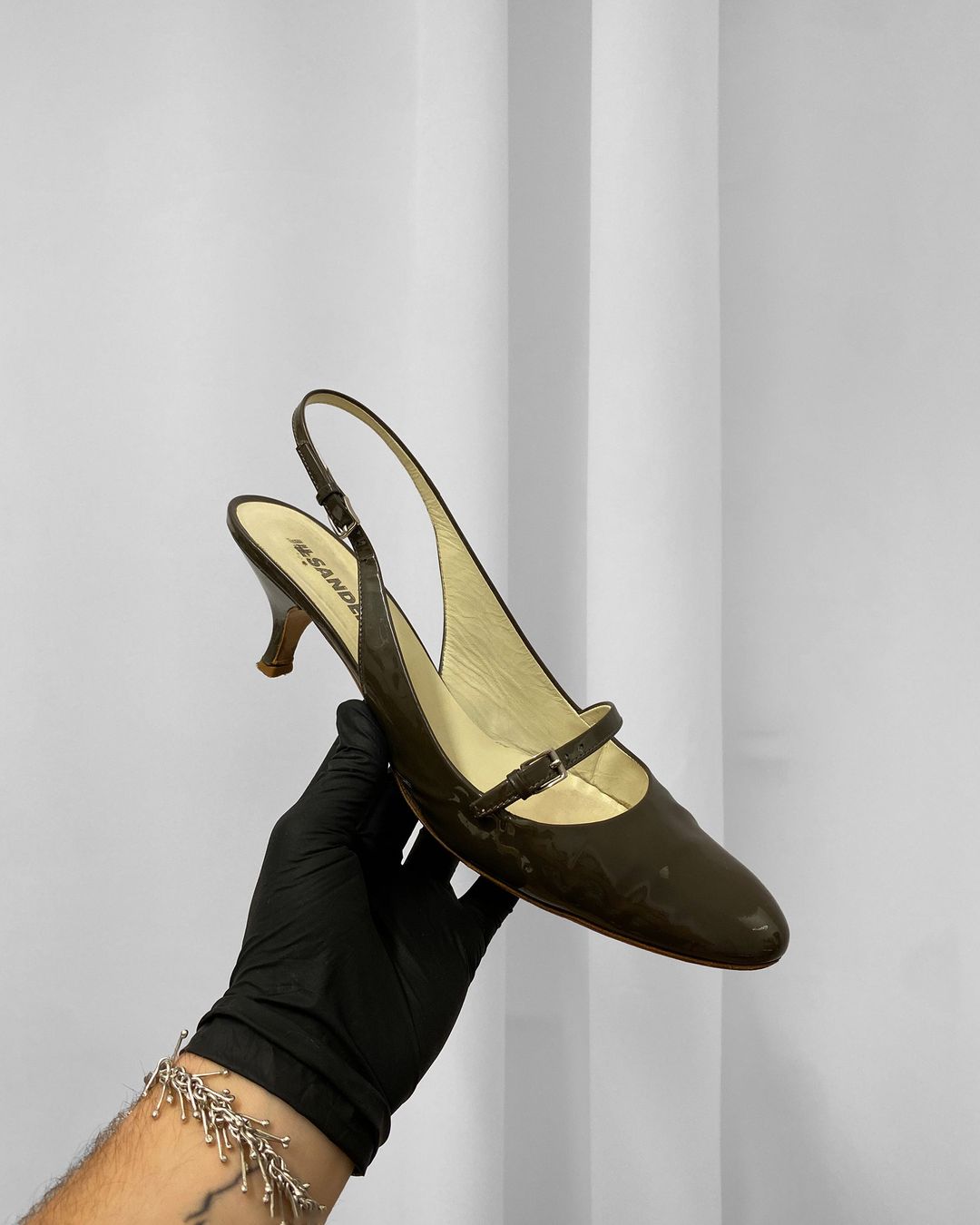 Jil Sander 2000s Slingback Patent Leather Kitten Heels Brown by JIL SANDER in size EU 40 from SHOES category