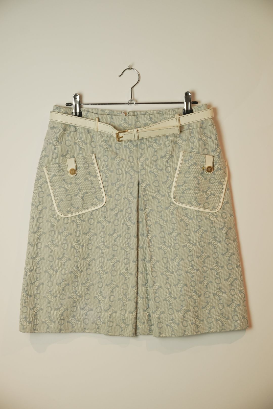 Celine Monogram Macadam Blue Leather Belt Skirt by CÉLINE in size AU/UK 6 from SKIRTS category