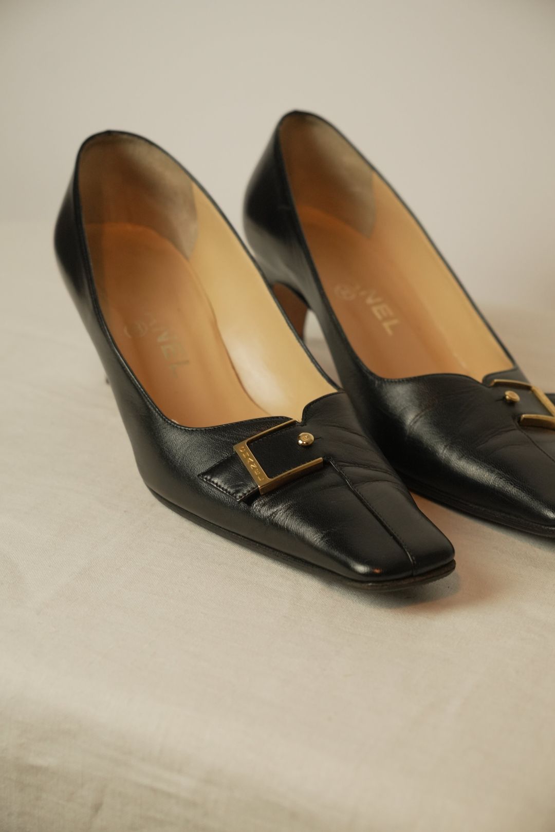 Chanel Black Square Toe Buckle Loafer Pumps Sz 37 by CHANEL in size EU 37 from SHOES category
