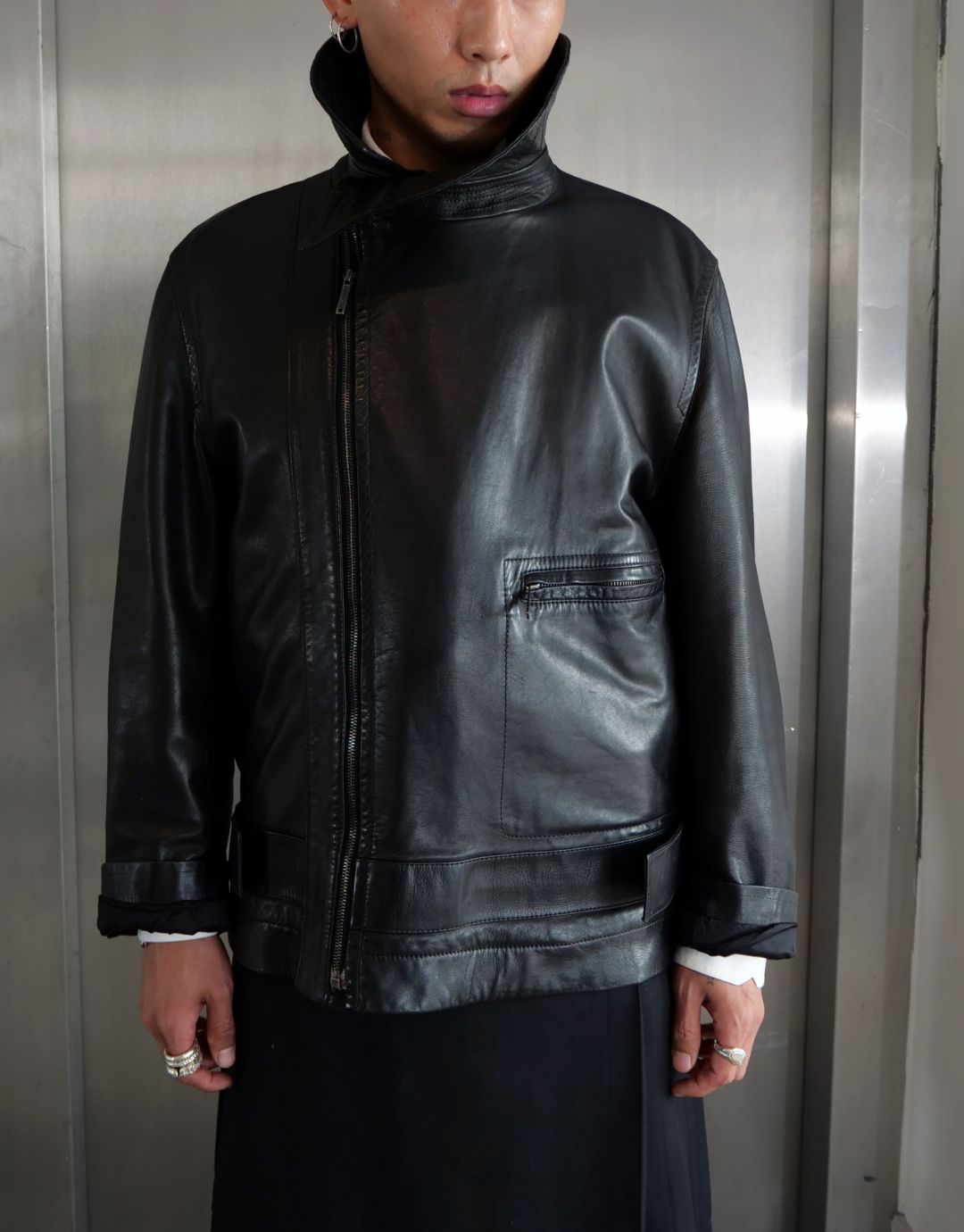 Black Leather Bomber Jacket by YVES SAINT LAURENT TOM FORD in size ONE SIZE from COATS & JACKETS category