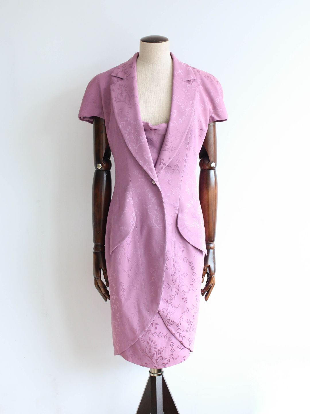 Christian Dior by John Galliano S/S98 'In a Boudoir Mood' Lilac Damask Mini Dress & Coat by DIOR in size FR 42 from DRESSES category