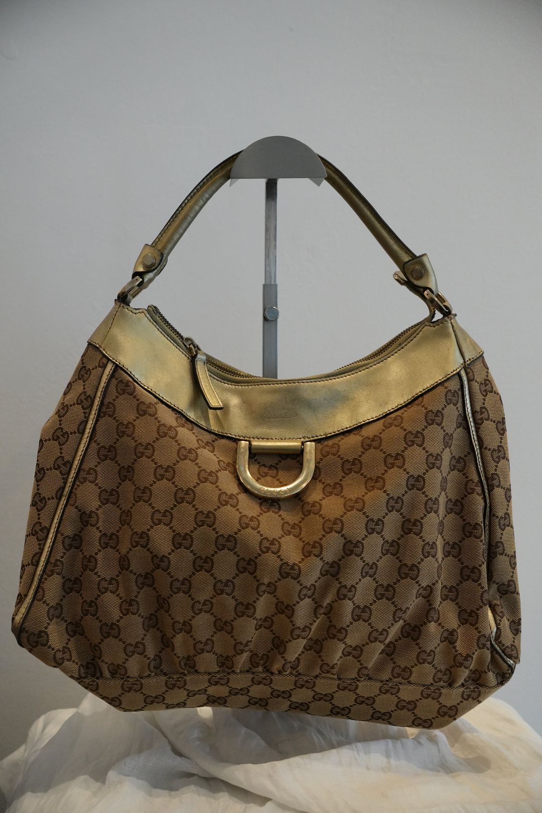 Gucci Monogram Gold Abbey Leather Handbag by GUCCI in size ONE SIZE from BAGS category