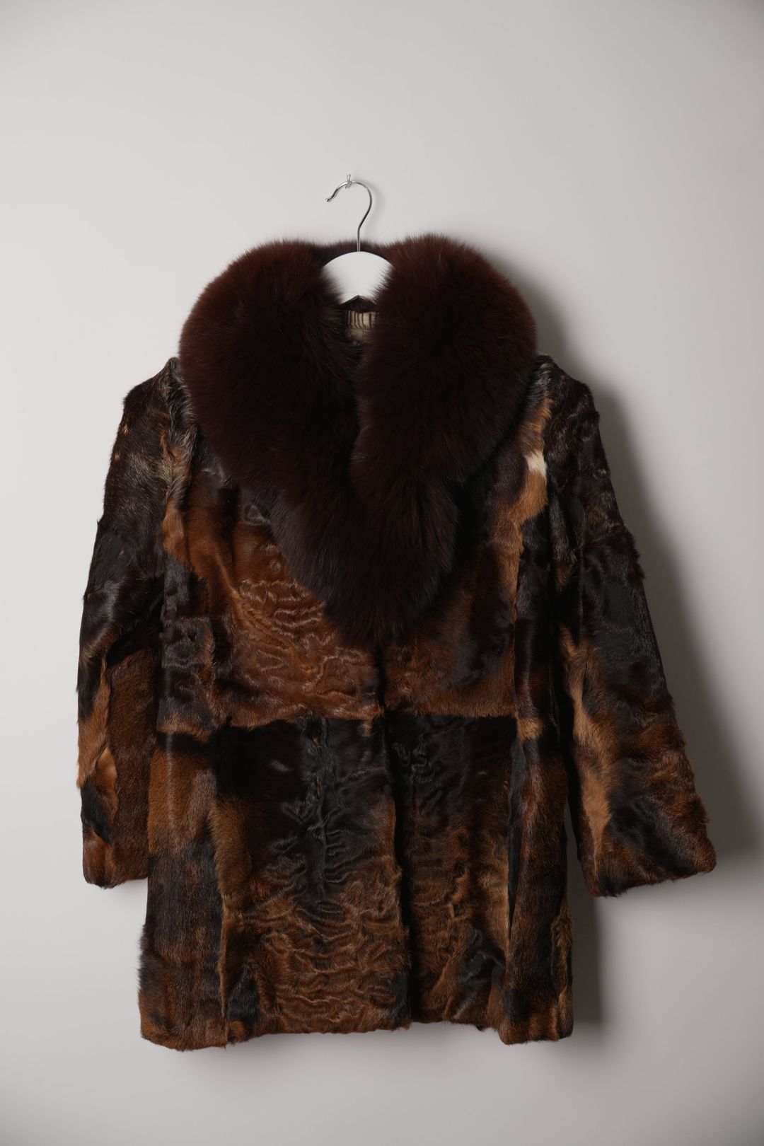 Revillon Fur Brown Patchwork Coat by VENDOR-UNKNOWN in size XS from FURS category