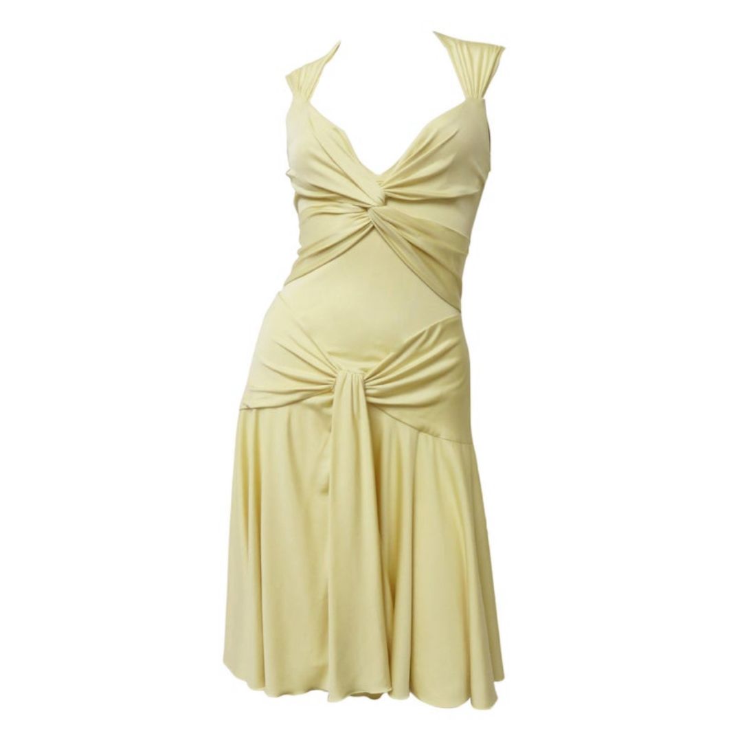 Valentino Spring Summer 2004 Butter Yellow Silk Dress by GUCCI in size AU/UK 12 from DRESSES category